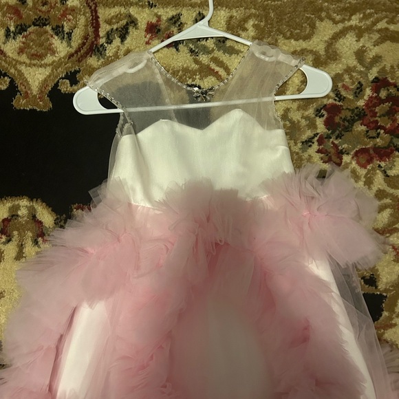 Elegant Pink and White Kids Formal Dress - Picture 2 of 3